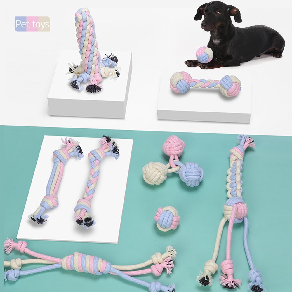 Huisdier Speelgoed Kat Hond Katoenen Touw Kleurrijke Knopen Chew Speelgoed Knoop Puppy Voor Gevlochten Bone Touw Hond Levert Honden Huisdieren accessoires