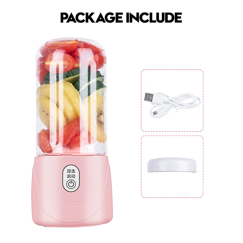 410ml 4/6 Blades Blender Kitchen Electric Mixer Juicer USB Rechargeable Fruit Cup Portable Mini Smoothie Maker Quick Juicing