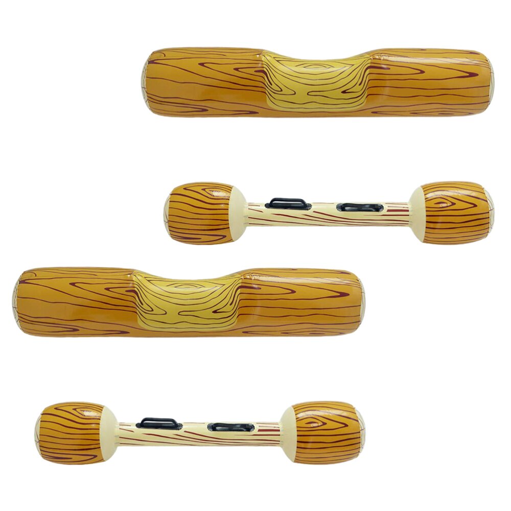 1 Set of 4Pcs Inflatable Swimming Pool Floating Toys Wood Grain Row Seat Party Water Log Rafts to Float Toys Wood Grain Color (2