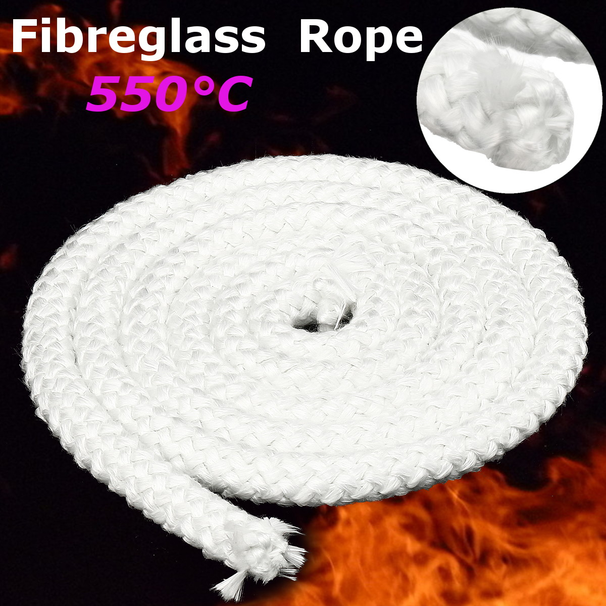 2M 12.7mm White High Density Fibreglass Rope Wood Stove Heater Door Seal Gasket Anti temperature For Home Commercial Heater Oven