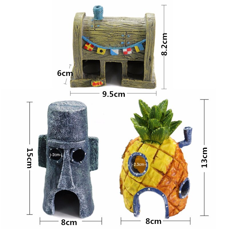 Akwarium ozdoby akwariowe zestaw świecące kamienie kamienie drzewo człowiek ananas dom dla akwarium wystrój akwarium akcesoria: 3PCS