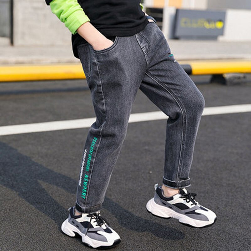 Primavera outono meninos jeans roupas de bebê calças clássicas crianças denim roupas menino casual bowboy calças compridas 3-14y