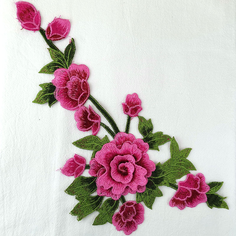1 par de parches de tela bordados con flores para mujer, apliques de decoración de tela, estilo chino, 35x15CM