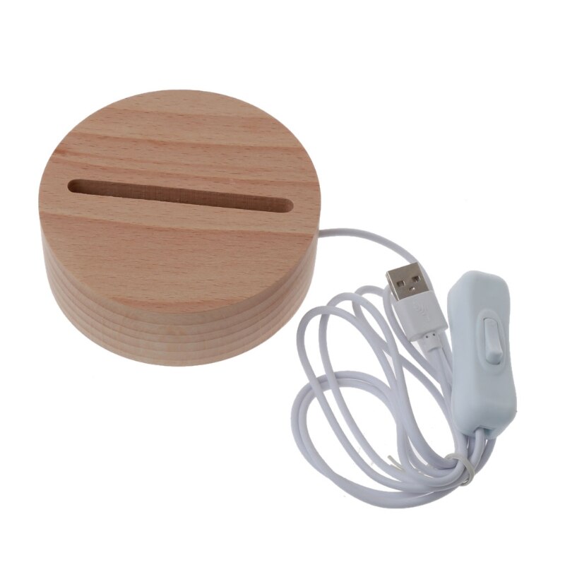 Handmade Wood Rectangle Round Oval Shape LED Display Base Resin Art Ornament Wooden Night Lighted Base Stand Crafts: A