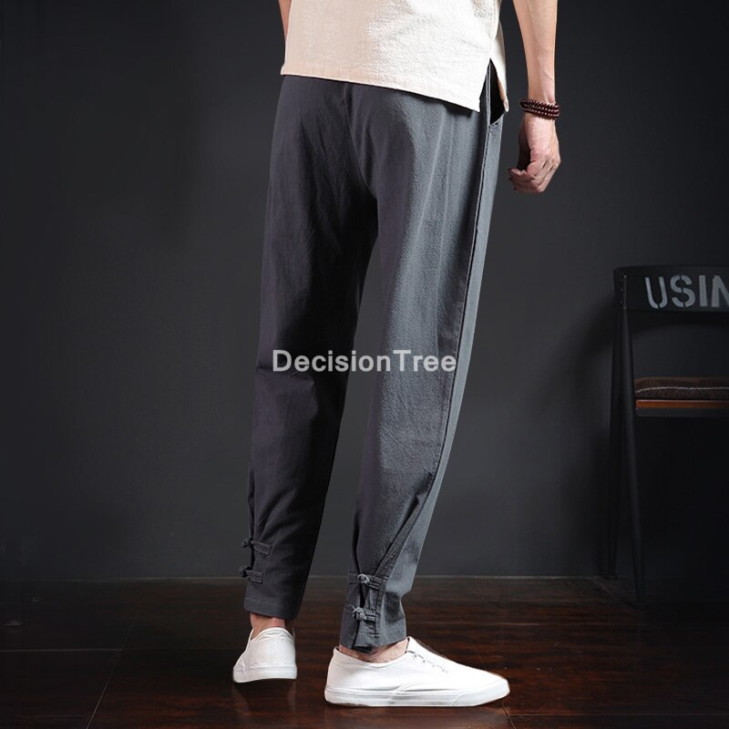 2021 pantaloni da uomo harem pantaloni da jogging in lino di cotone pantaloni da uomo vintage in stile cinese pantaloni kung fu tai wushu pantaloni da uomo pantaloni larghi