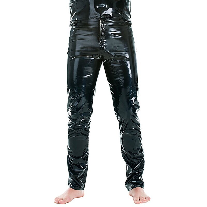 Zogaa herr skinny faux pu skinnbyxor killar glänsande byxor fullängd nattklubb sångare dansare byxor plus size herr byxor