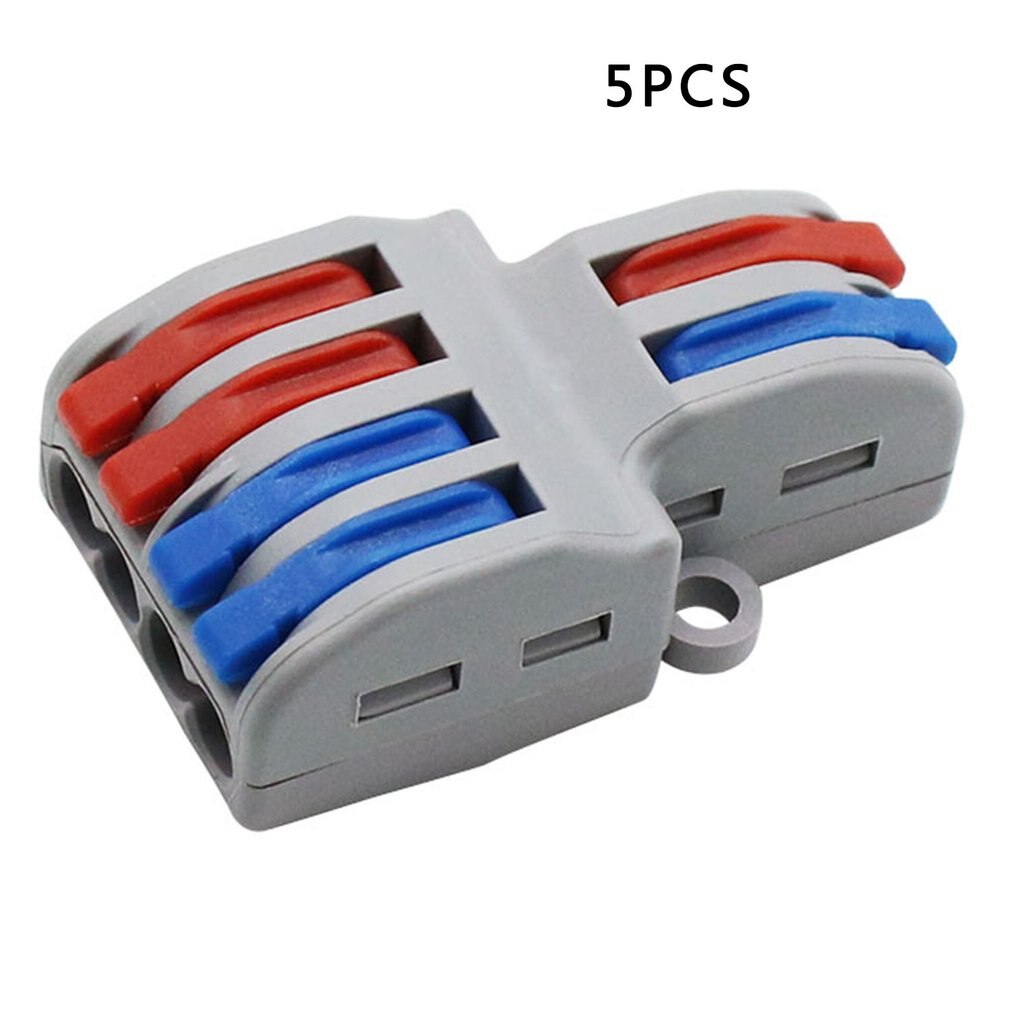 Mini Fast Wire Connector Universal Wiring Cable Connector Push-in Conductor Terminal Block Hard Wire Connector: 2 in 4 out 5pcs