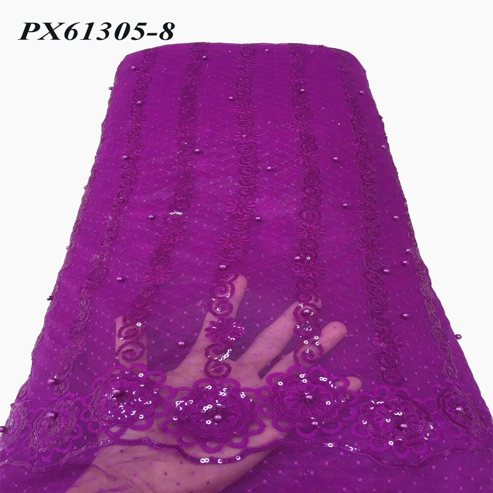 Afrikanske dame perler perler paljetter blonder stoff regel broderi avansert fransk nett 5 yards: 8
