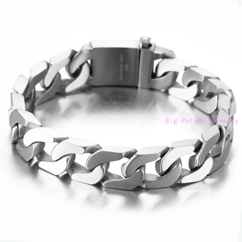 Heavy Enorme Zilveren Kleur Cubaanse Curb Casting Link Chain Armband 316L Rvs Cool Mannen Armband Sieraden 12 Mm * 22 Cm