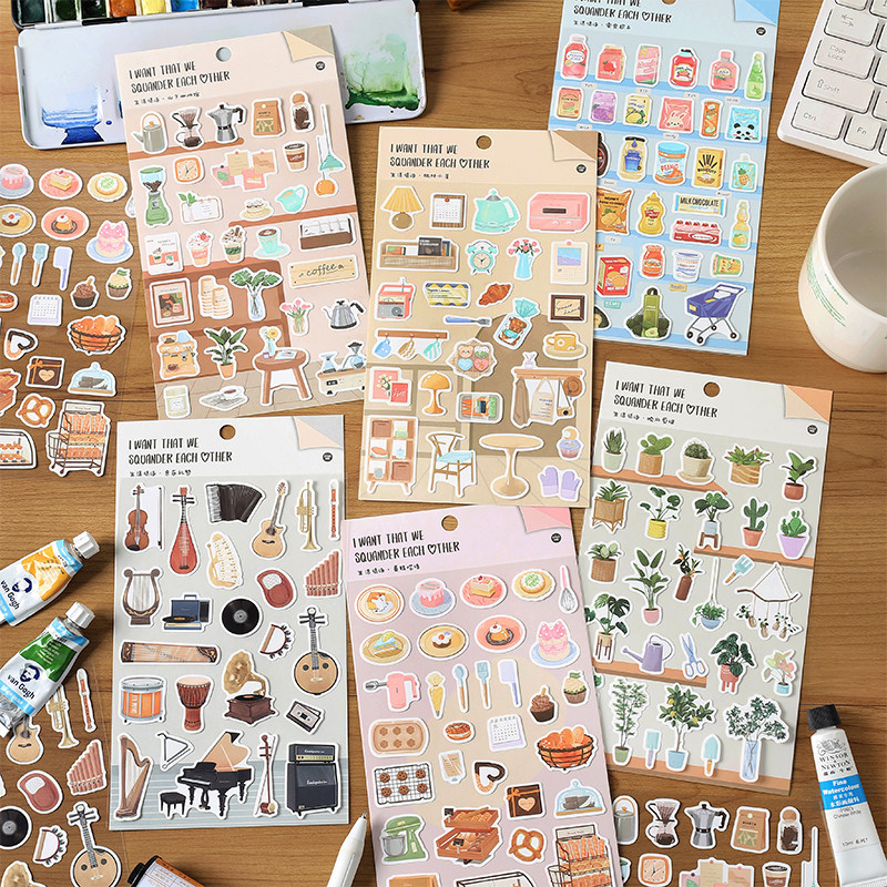 Journamm Cartoon Daily Necessities Stickers DIY Scrapbooking Art Collage Junk Journal Decor Sticker Stationery