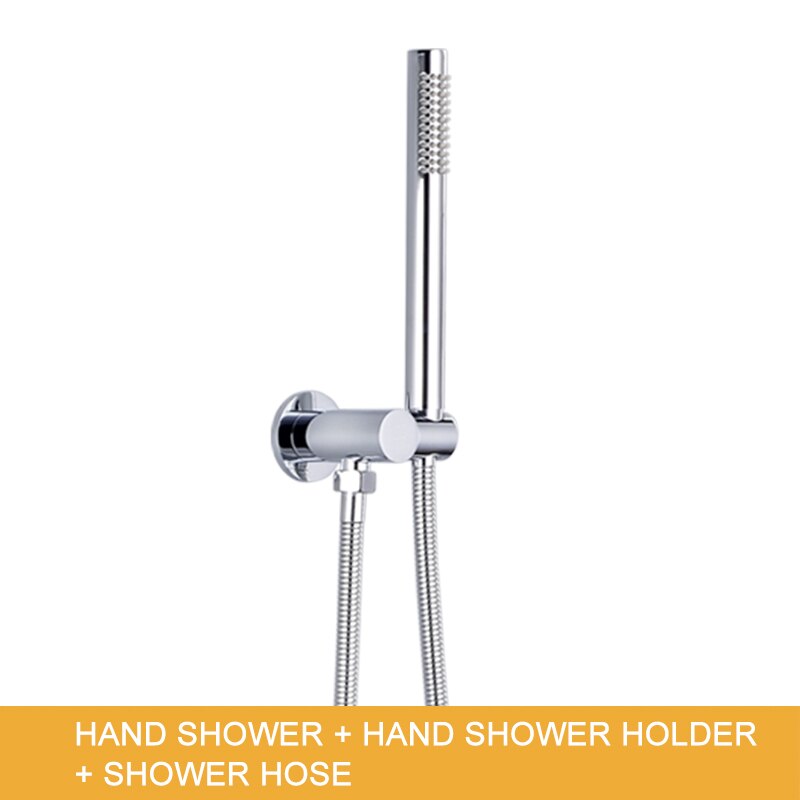 Badkamer Armatuur Handheld Douche Met Extra Lange Slang En Messing Beugel Houder Muur Gepolijst Hand Kraan Set Shine Chrome: Hand Shower Set