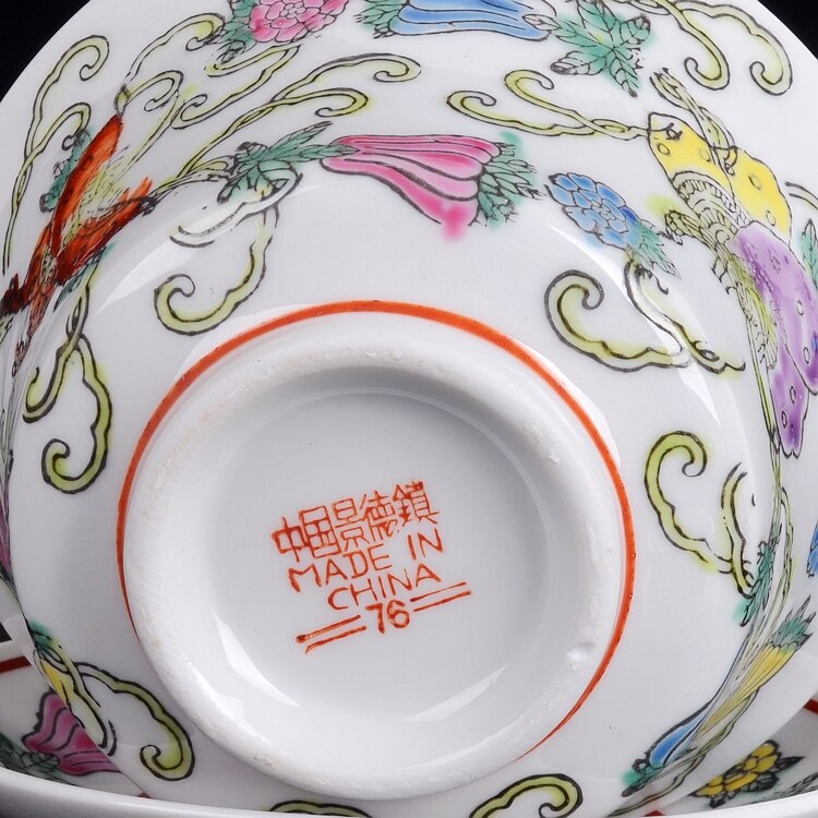 Jingdezhen Factory Made Porcelain Hand-painted White Melon Butterfly Cover Bowl Tea Bowl