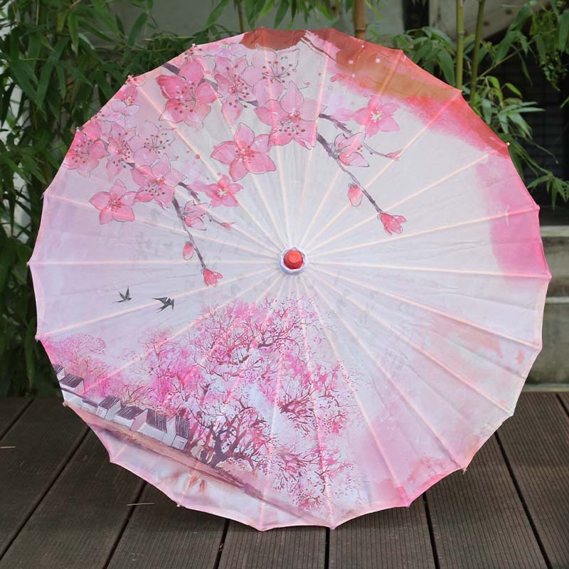 Ancient Style Printed Silk Fabric Tassel Umbrella Decoration Oil Paper Umbrella Hanfu Umbrella Classical Sun Protection Parasol: Clear