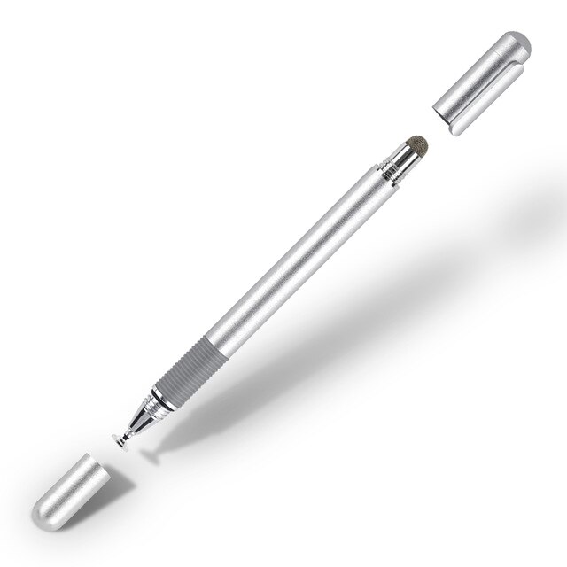 Universal 2 in 1 stylus penna ritplatta pennor kapacitiv skärm pekpenna för android mobiltelefon smart penna tillbehör: Silverpenna