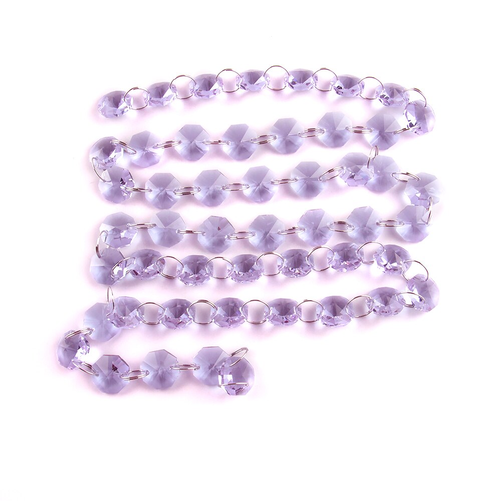 10 Meter 14mm Perlen Girlande Strang Mit Ringe Hängen Kristall Glas Vorhang Diamant Ketten Partei Baum Hochzeits-mittel Dekor: lila