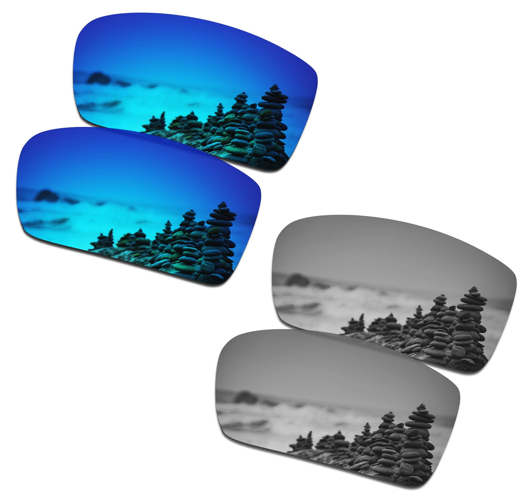 SmartVLT Polarized Replacement Lenses for Oakley Gascan Sunglasses - Multiple Options: Blue and Silver