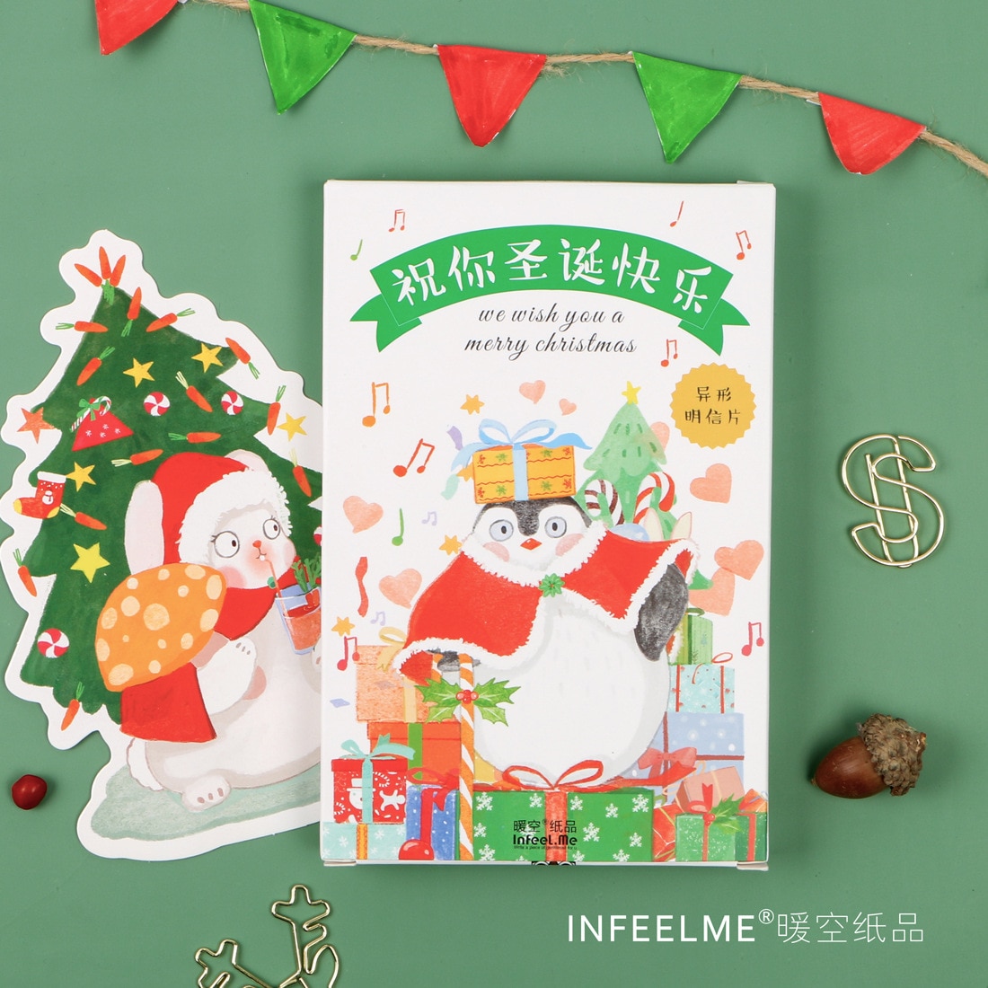 30 pcs/pack Wish you a Merry Christmas Greeting Card Postcard Birthday Card Set Message Card Letter Envelope Card stock