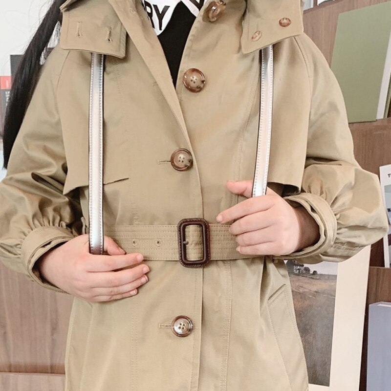 Per In Eind Augustus Herfst Jongens Trenchcoat Hoed Afneembare Lantaarn Mouw Riem Mid-lengte Trenchcoat Meisjes Jas: adult L