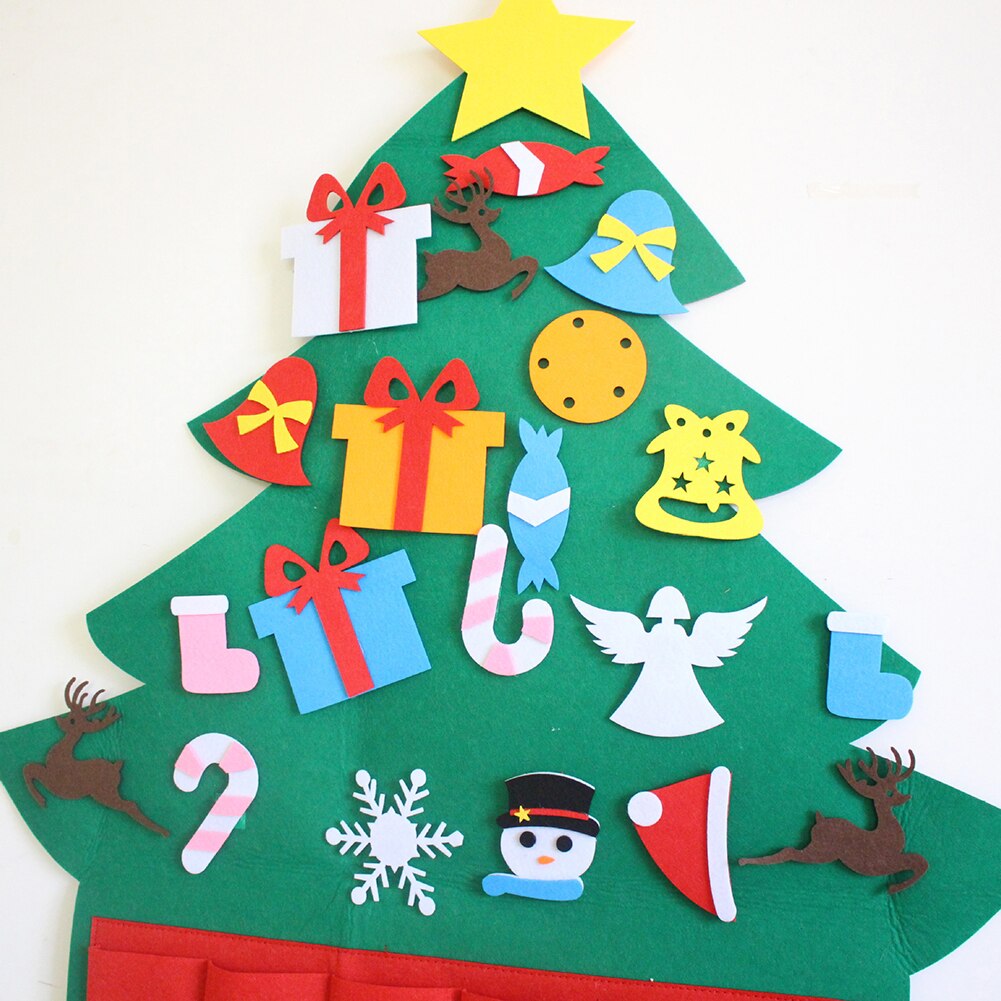 Árbol de Navidad de fieltro, calendario de adviento para cumpleaños, calendario de adviento de tela con bolsillos, decoración de Año