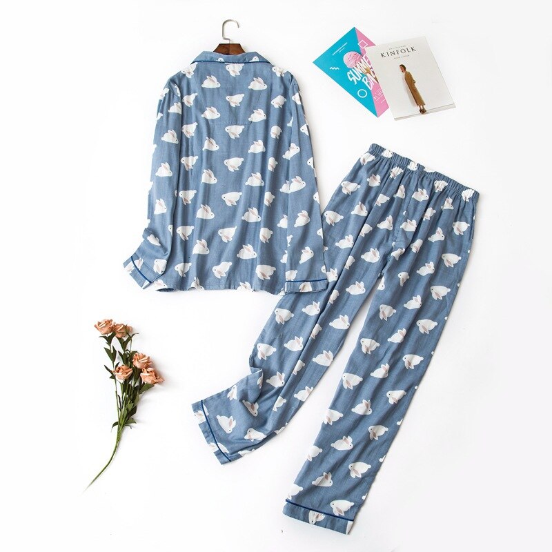 Pyjama à manches longues pour Couple, vêtements de nuit, en coton, grande taille, printemps et été