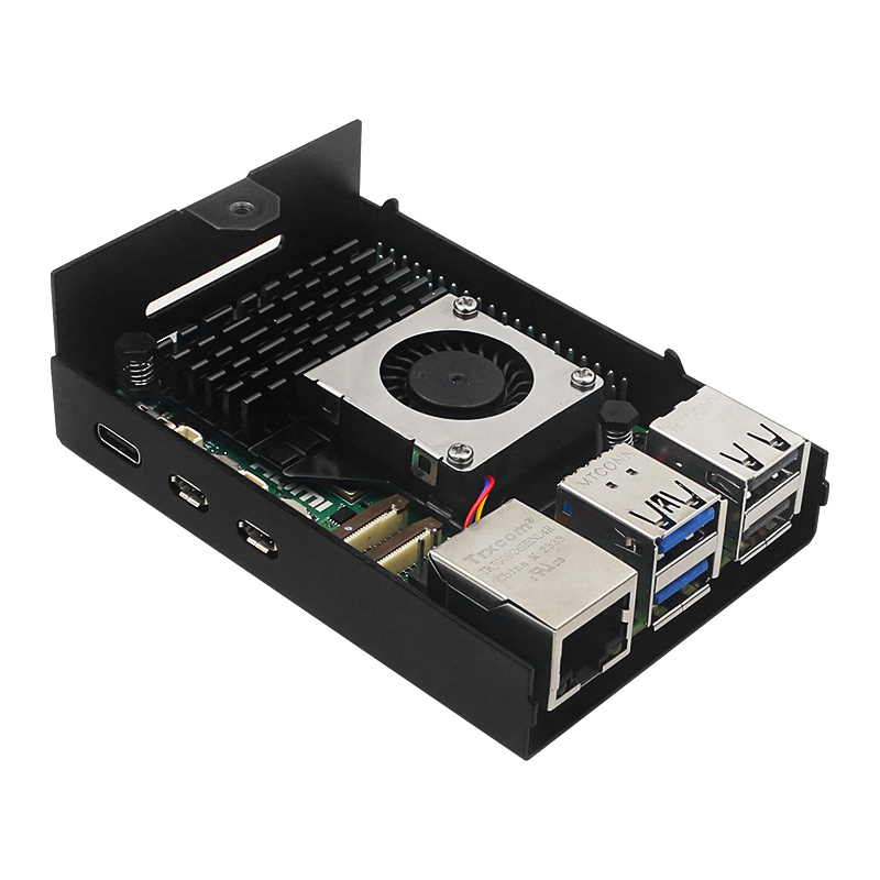 Raspberry Pi 5 metalen behuizing aluminium behuizing compatibel voor actieve koeler voor RPI 5 Pi5