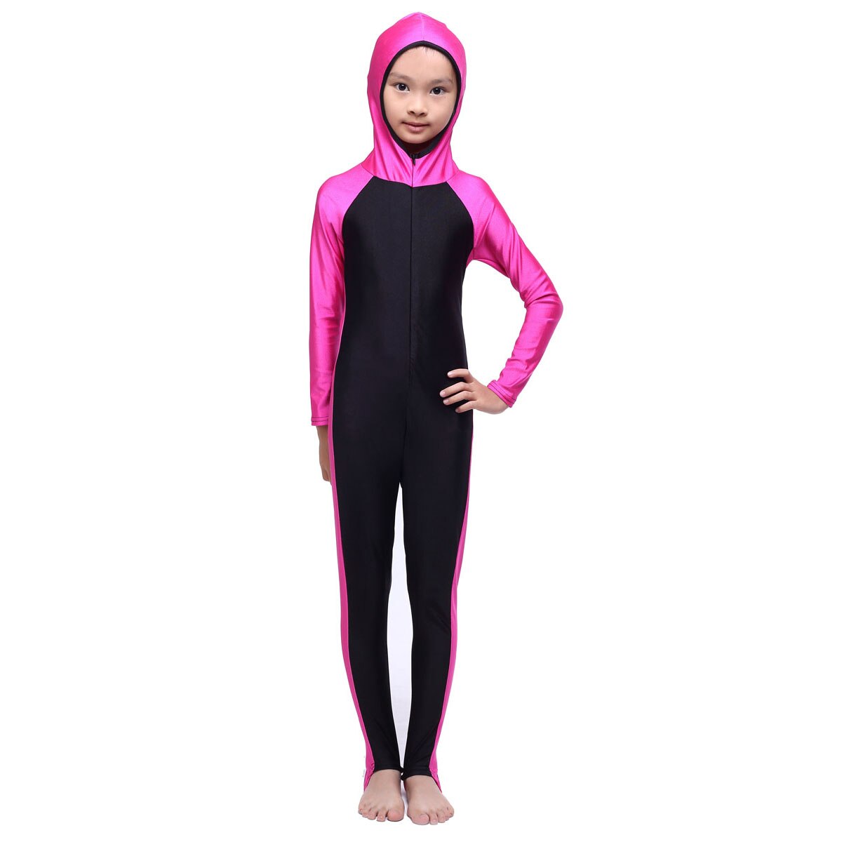 Muslim Swimwears Two-Piece Suits Striped Islamic Children Modest Swimsuits Girls Islam Sport Beach Wear Swimming Diving Burkinis