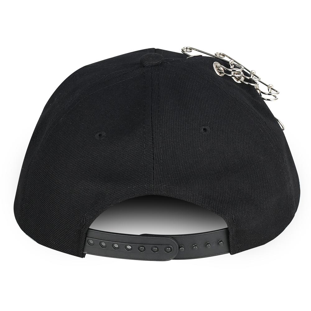 Punk Rock Style Hip Hop Hats Unisex Pin Metal Ring Baseball Cap Black Snapback Caps Tide HipHop Cap Men Women