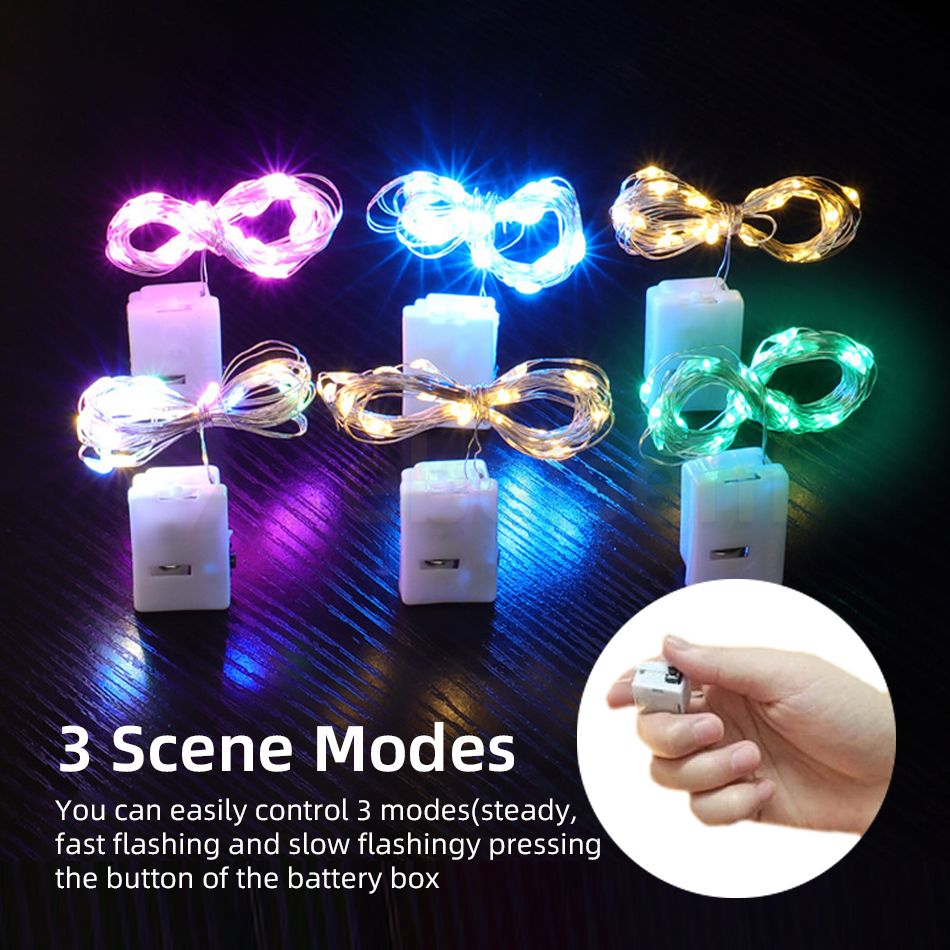 10/5 Stück LED-Lichterkette, 3-Modus-Lichterkette, Knopfbatterie, Weihnachtsdekoration, Party, Hochzeit, Garten, neuer Weihnachtsbaum, Jahresdekoration