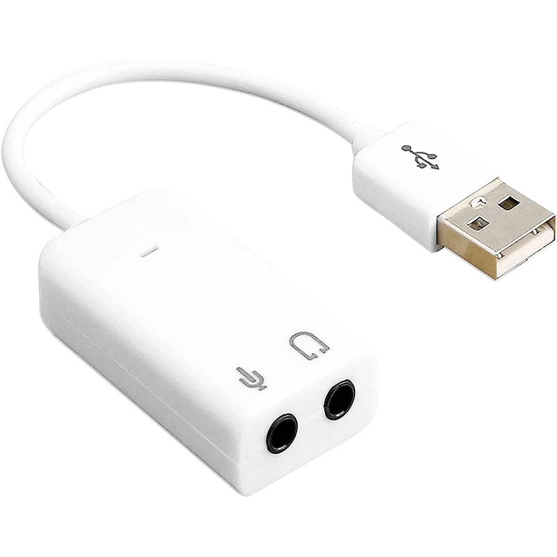 Adaptador de áudio USB Placa de som externa com fone de ouvido e microfone de 3,5 mm para Windows Mac Linux PC Laptop