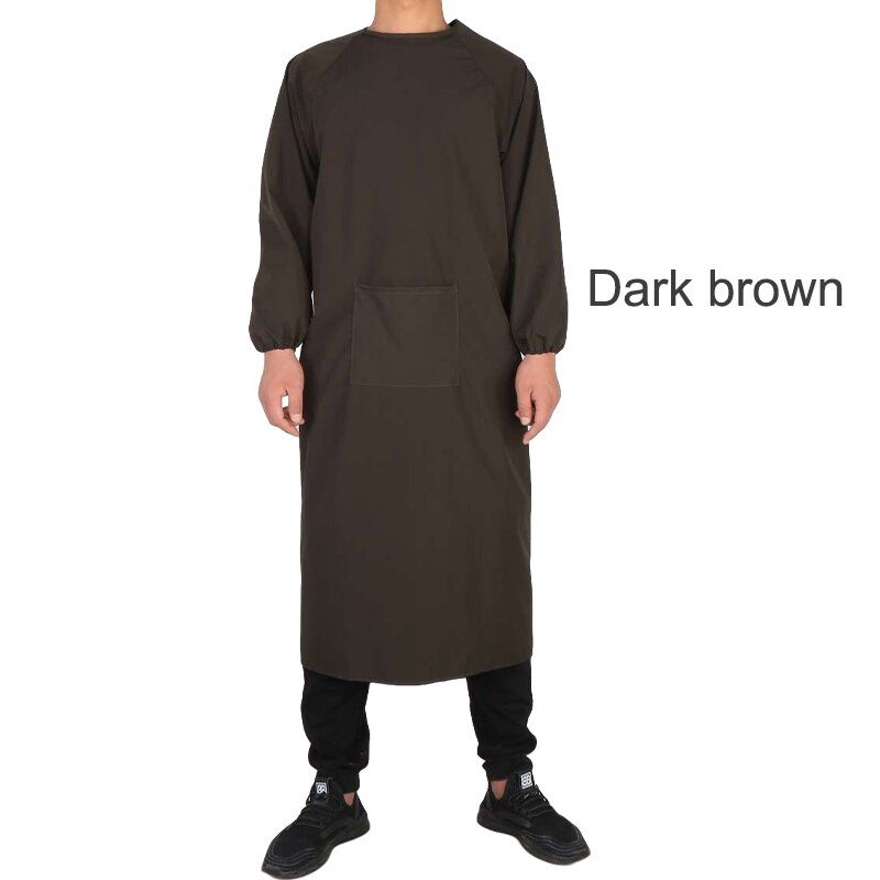 Bata impermeable reutilizable unisex, prenda de trabajo resistente al aceite y apta para la limpieza del hogar: Dark brown