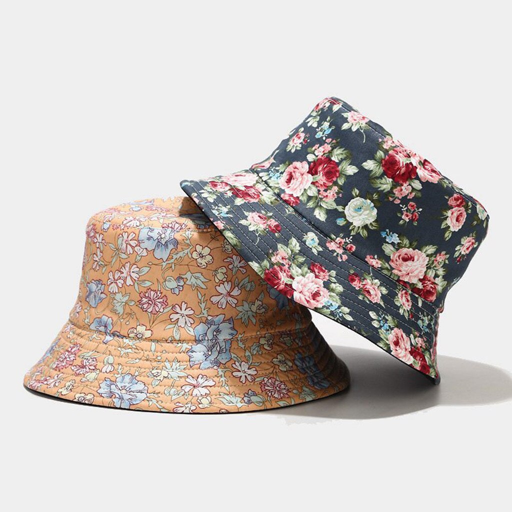 Unisex Foldable Bucket Hat Beach Sun Hat Fisherman Hat Unisex Men Women Floral Sun Hat Outing Two-sided Bucket Caps #z