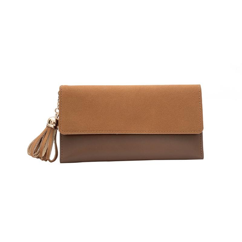 Bolsa de cartão de carteira de couro de cor pura: Brown L
