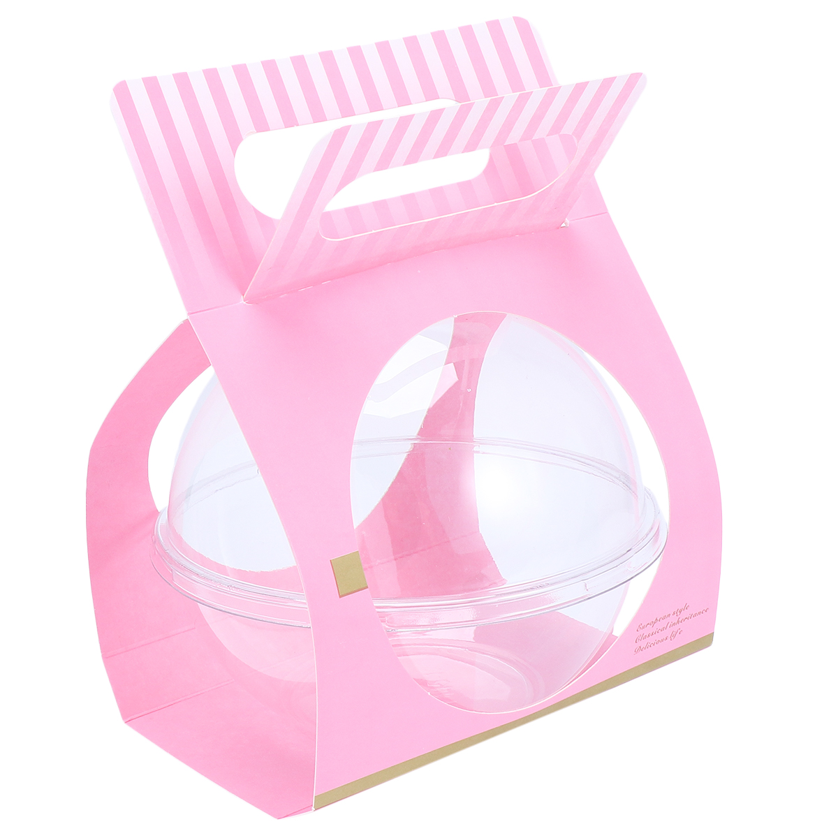 10pcs Plastic Cake Container Transparent Shape Cake Container Disposable Mousse Round Cake Container ): Pink