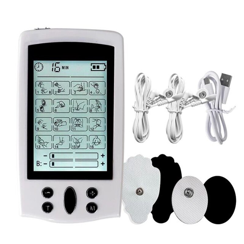 Electric Pulse Massager Tens EMS Muscle Stimulator 16Modes Digital Therapy Machine Massager Pain Relief Tool Health Care Machine: EU Plug / No Box