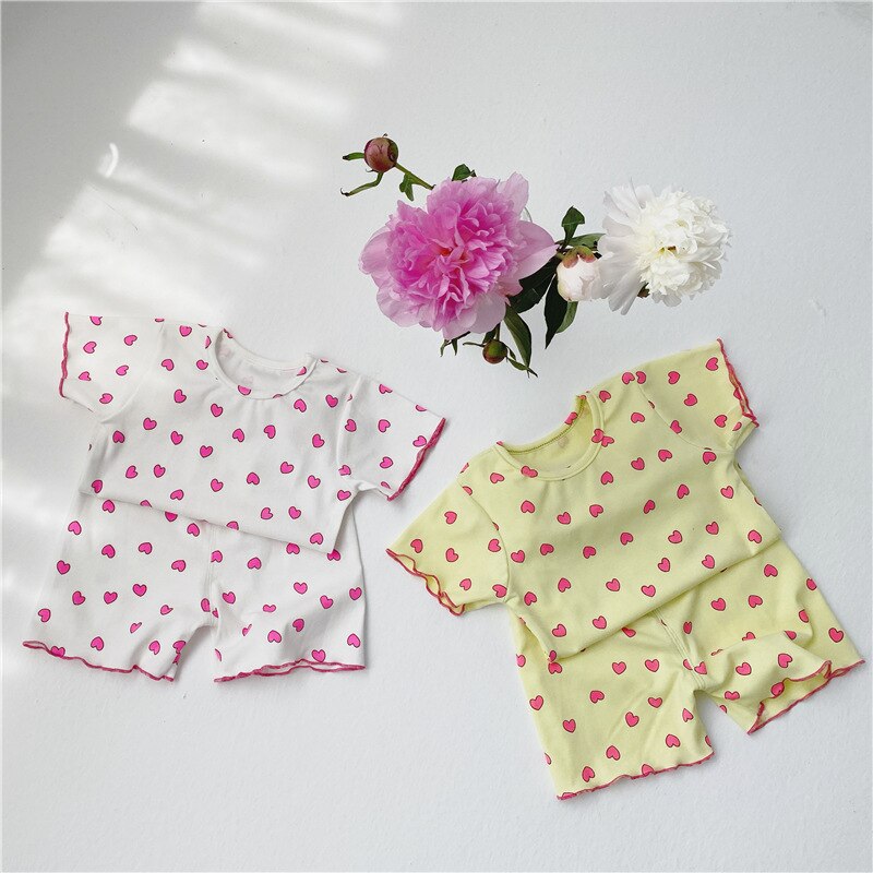 7 plus 1 kinderpyjamaset voor meisjes, wit hartje, schattig nachthemdje, mooie nachtkleding, 3t 4t zachte slaapkledij, ademende loungewear