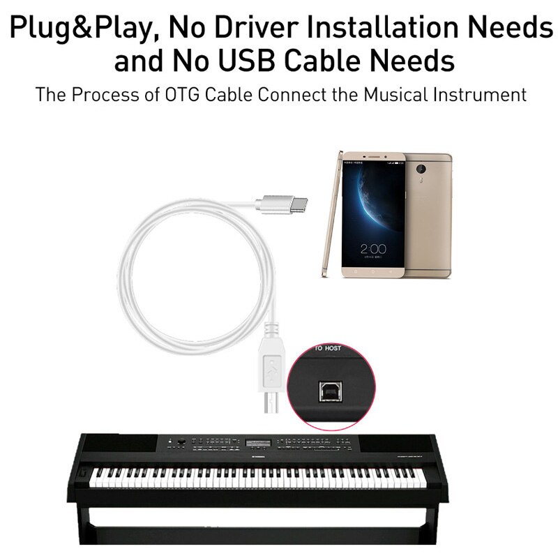 Cable tipo C OTG para LeTV para Huawei, conexión a impresora, línea de micrófono, Piano, tambor electrónico, teclado MIDI