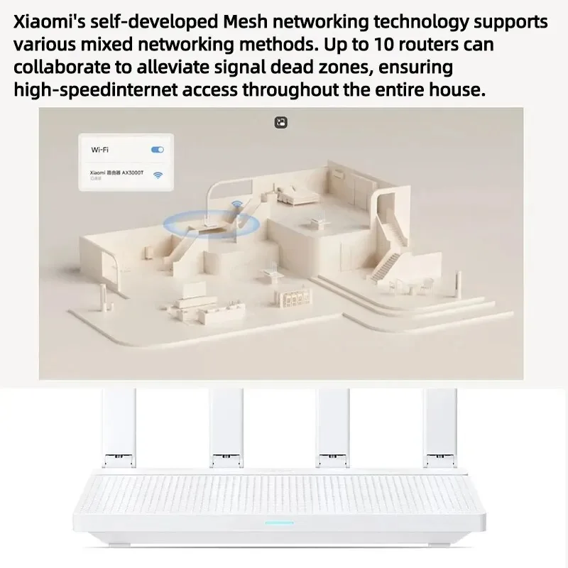 Router Xiaomi AX3000T 2.4G 5G Technologia Mesh WiFi 6 Wydajne Przezwanowanie Sieci Ochrona Dzieci na Internetie Router WiFi Repeater