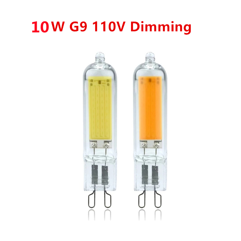 Bombilla LED regulable para lámpara de araña, 5W, 10W, G4, G9, COB, CA/110V, 220V, luz de cristal, luces de vela, reemplazo de 30W, 40W, halógeno, lote de 10 unidades: Color blanco cálido / YELLOW