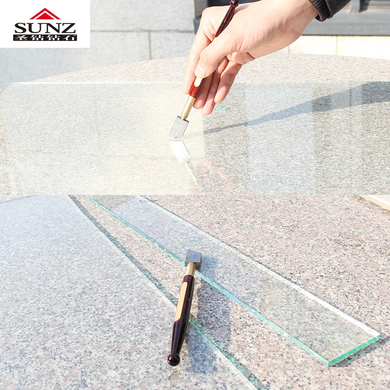 Diamond Glass Cutter Draagbare Glassnijder Diamond Getipt Glassnijder Potlood Vensterglas Craft Cutting Mes Houten Hand