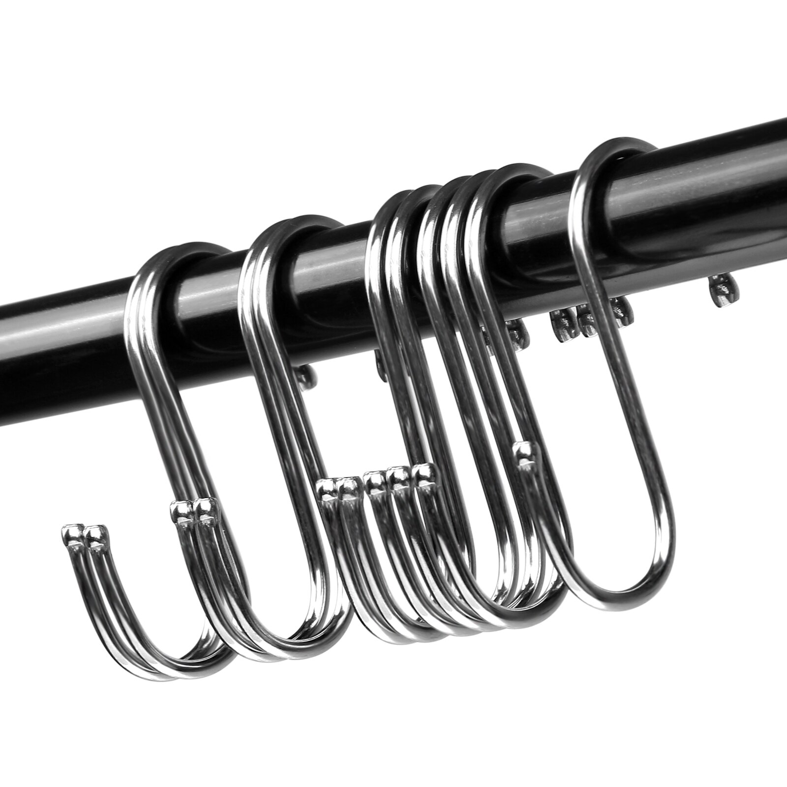 Rustproof Shower Curtain Rings Stainless Steel Heavy Duty Roller Double Glide Shower Hooks for Bathroom Kitchen Pot Pan Hanger