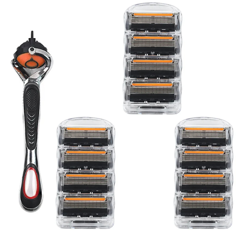 4/8/16pcs Shaving Machine 5-Layer Safety Razor Blades Manual Shaving Shaver Face Care Beard Hair Remover: Brown