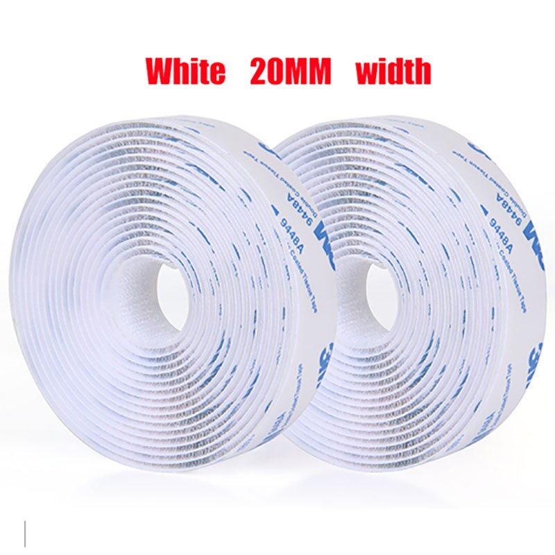 1M/Pair Self Adhesive Hook And Loop Tape16/20/25/30/38/50mm Sticky Nylon Fabric Adhesive Fastener Tape For DIY Accessories: White 20mm