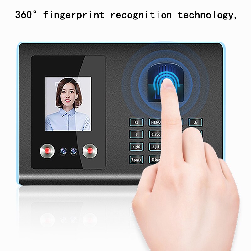 ligent Attendance Machine Face Fingerprint Password Recognition Time Clock for Employees Timeclocks (US Plug)