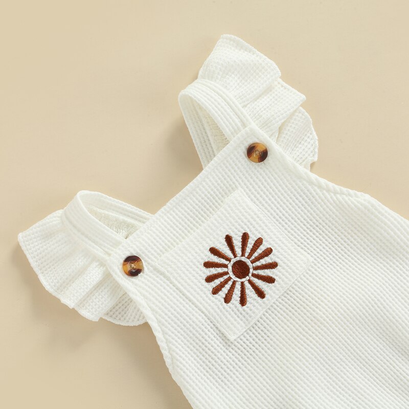 Baby-bodys für mädchen und jungen mit blumenmuster, rüschenärmeln, druckknöpfen bin saum und einfarbigen haaraccessoires, 2- teiliges sommer-einstellen