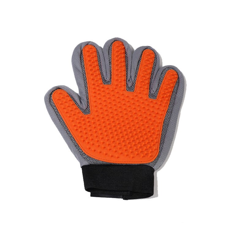 Guante de aseo para perros y mascotas, manoplas de baño y masaje de silicona policromada, 333 agujas, guantes para depilación de gatos, peine: Right hand / Orange