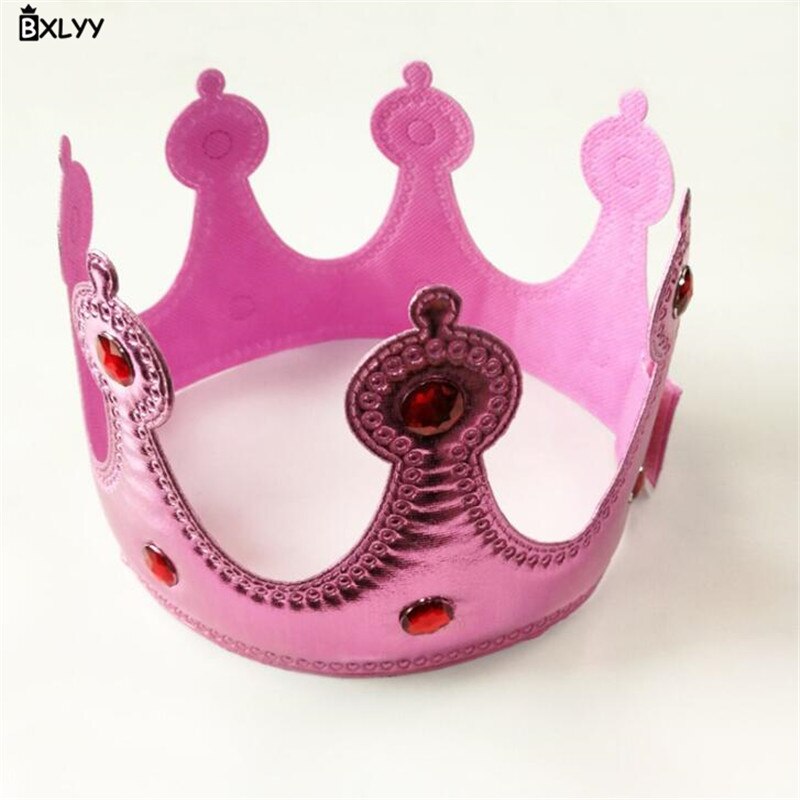 Bxlyy 1pc børns kronprinsesse prinsesse krone hat fødselsdagsfest dekoration jul halloween år baby shower  .0z: Lyserød