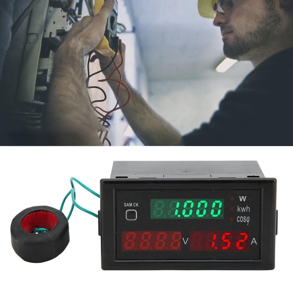 Digital ac meter led display multifunktionel voltmeter strøm energimåling monitor ac led power monitor