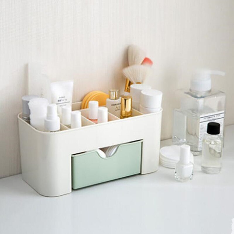 Soporte cuadrado de plástico para bolígrafo organizador de escritorio, caja de almacenamiento de cosméticos, soporte multifuncional para lápices con pequeño contenedor de cajón