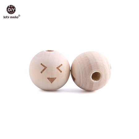 Anneau de dentition let's Make 10 pièces | Perles en bois d'érable, étoile en cœur de alimentaire, anneau de dentition en bois, de dentition, produit pour bébé: Happy