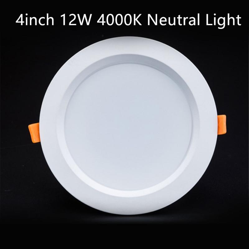 LED Downlight Energy Saving Ceiling Light Living Room Embedded Anti-glare Downlight Integrated Hole Light Home Downlight: 4inch 12W4000K